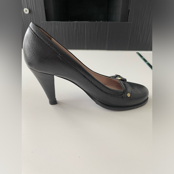 BURBERRY BLACK LEATHER HIGH HEELS EU38 US8 - Picture 7 of 16